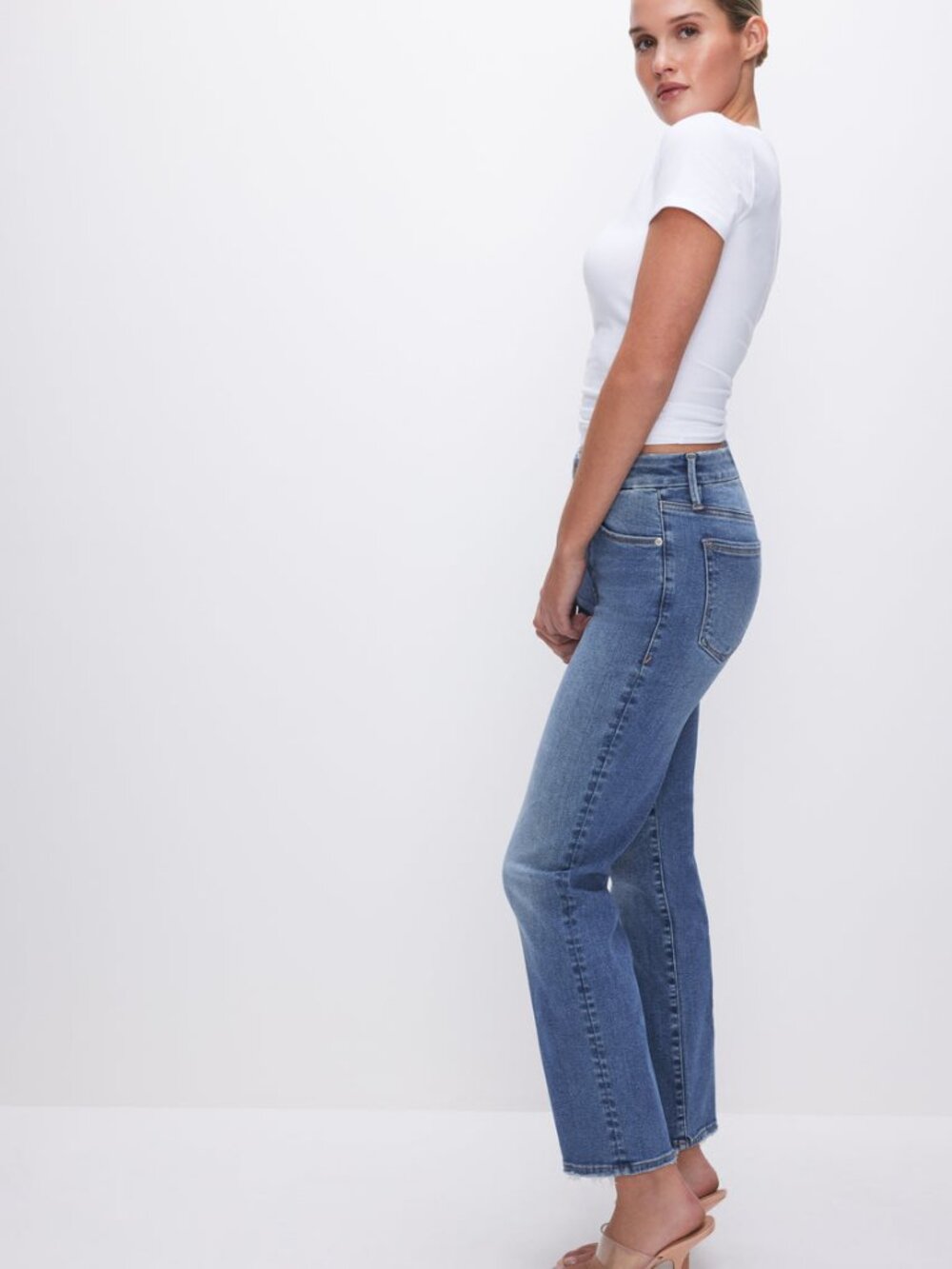 NEW Good American Always Fits Good Legs Straight Jeans sz 14-18 blue pants - Picture 3 of 5